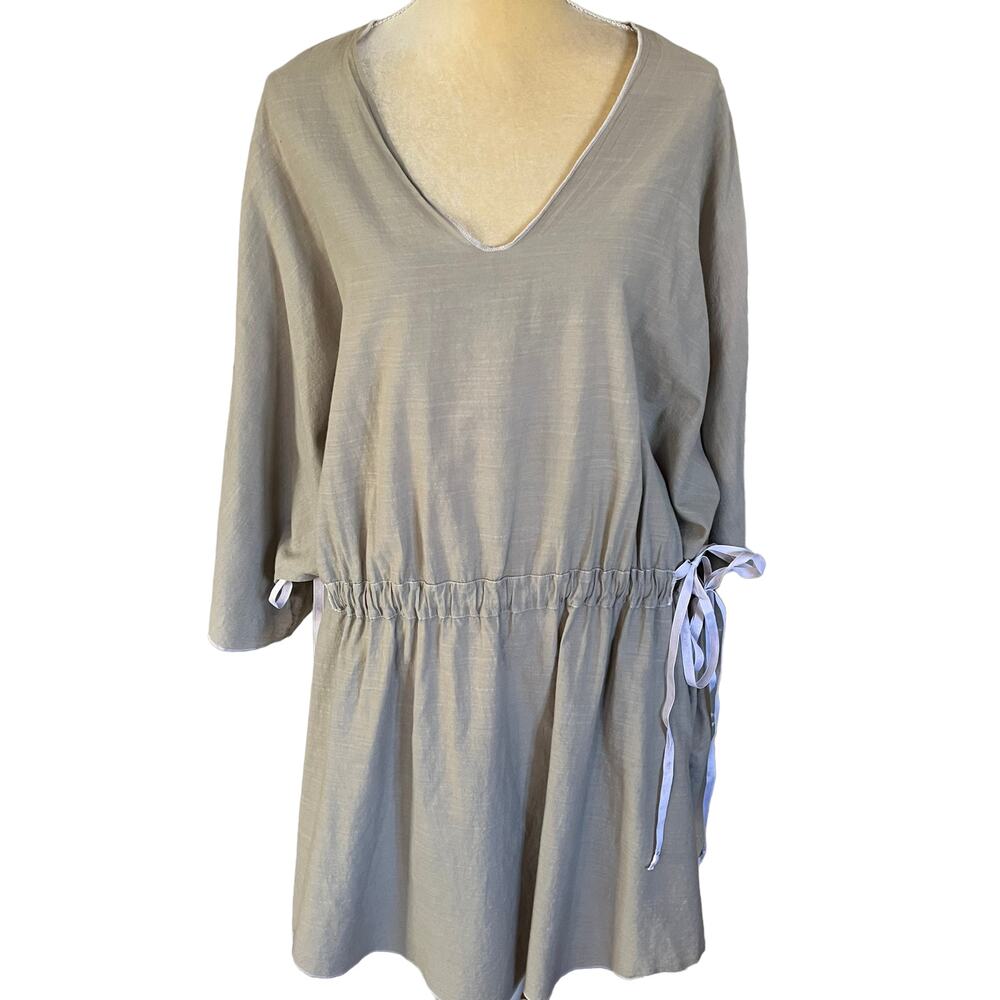 Cynthia Ashby Tunic Top Dress Artsy with drawstring Size XL 100% Cotton